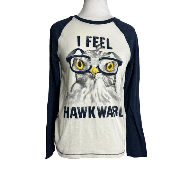 Arizona Jeans Co Womens Size Large 14-16 I Feel Hawkward Long Sleeve T Shirt - Picture 1 of 5